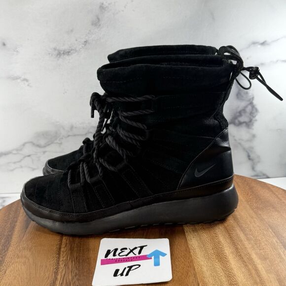 Women’s size 8.5-Nike Roshe One Hi Black Anthracite Suede Snow Sneaker Boot - Picture 1 of 9